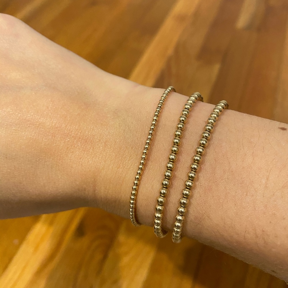 Set of 3 Karen Lazar gold bead bracelets